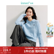 茵曼毛衣女POLO領(lǐng)冬季新年紅裝套頭針織衫2026春季通勤長(cháng)袖毛衣上衣 淺藍色 L
