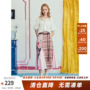 兩三事兩三事 次元漫游 2025夏季新款波西米亞格子印花裙a字半身裙 粉色 M