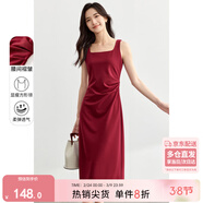 尚都比拉法式高級感連衣裙女秋季赫本風(fēng)長(cháng)款氣質(zhì)A字裙抽褶收腰顯瘦背帶裙