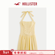 HOLLISTER美式Y2K甜美修身系帶掛脖連衣裙褲25夏女裝359-5233 黃色 L (165/100A)標準版