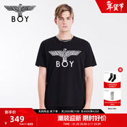 BOY LONDON夏男女同款T恤燙金老鷹logo印花百搭休閑潮牌短袖N(xiāo)01032 黑印銀 XS