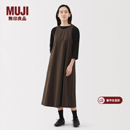 MUJI女式 易干平紋無(wú)袖連衣裙 女裝裙子長(cháng)裙背心裙25年冬季連身裙 棕色格紋 XL （165/92A）