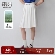 Teenie Weenie小熊女裝春夏休閑時(shí)尚高腰百褶半身裙可拆卸腰帶短裙 白色 XS (155)