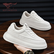七匹狼休閑板鞋男夏季新款復古潮流工裝面包鞋厚底通勤百搭軟底運動(dòng)鞋男 白色 【低幫】【標準運動(dòng)鞋碼】 44