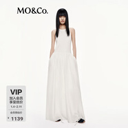 MO&Co.連衣裙2025秋新品削肩中低腰拼接光澤感大裙擺長(cháng)裙MBE3DRS005 本白色 XS /155