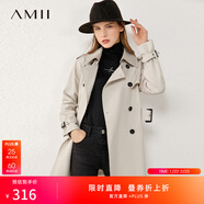 AMII女裝2025復古雅痞風(fēng)風(fēng)衣外套女新款雙排扣小個(gè)子中長(cháng)款大 淺灰色 S