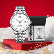 天王（TIAN WANG）男士手表 新年禮物機械表【皮帶禮盒套裝】皓月白GS5876S.D.S.W