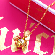 韓版簡(jiǎn)約時(shí)尚糖果色心形水晶鎖骨鏈百搭小眾愛(ài)心蝴蝶結鋯石項鏈女 黃色特價(jià)無(wú)包裝