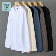 JEANSWEST LIFE真維斯長(cháng)袖t恤男潮春秋純棉白色打底衫學(xué)生寬松圓領(lǐng)純色內搭上衣A