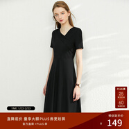 AMII女裝2025法式赫本風(fēng)氣質(zhì)黑色連衣裙女新款V領(lǐng)a字裙修身 黑色 L (165)