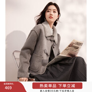 香影牛角扣麂皮絨外套女2025年冬季新款羊羔毛風(fēng)皮毛一體短款大衣 灰色 W844025 L