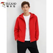 啄木鳥(niǎo)（TUCANO）春秋外套女2026新款寬松短款連帽風(fēng)衣休閑開(kāi)衫上衣小香風(fēng)夾克 紅色【雙層外套】男 M 80-100斤