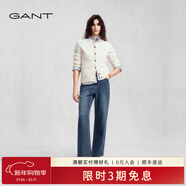 GANT/甘特25秋冬新款經(jīng)典水洗藍色微松緊腰直筒顯瘦牛仔通勤女褲 407-藍色 XL