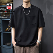 AEMAPE高端t恤男2026春夏新款半袖寬松短袖男休閑簡(jiǎn)約口袋打底衫上衣男 9208黑色T恤 XL 推薦體重150-170斤