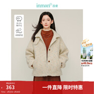 茵曼（INMAN）2024冬季女裝新款短款夾棉花紗含羊毛保暖高領(lǐng)顯瘦百搭短外套 花杏色 XL