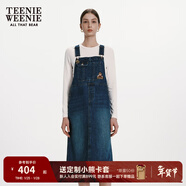 Teenie Weenie小熊春季復古時(shí)尚摩登牛仔裙背帶裙美拉德連衣裙女裝 深藍色 S