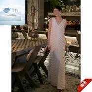 小紅書(shū)爆款 法式V領(lǐng)亮片長(cháng)款背心連衣裙女2025新款馬甲裙松弛感氣質(zhì) 白色連衣裙 S 建議80100