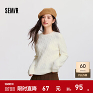 森馬（Semir）森柔毛衫|毛衣女圓領(lǐng)純色打底衫簡(jiǎn)約休閑冬季溫柔系絞花百搭 奶白10501 XL