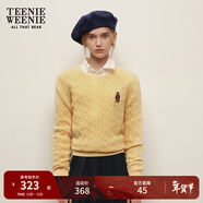 Teenie Weenie小熊女裝簡(jiǎn)約毛衣女秋冬肌理感絞花套頭毛衣針織衫 淺黃色 M 165