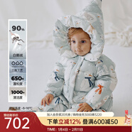 OAK FAMILY白鵝絨新生嬰兒羽絨服冬季連體衣外出保暖寶寶羽絨爬服新生兒衣服 小雪人【精靈帽】 73cm