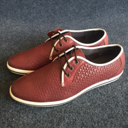 駱駝（CAMEL）意大利富狼鞋子休閑男鞋潮鞋英倫風(fēng)保暖真皮青年男士皮鞋春季 酒紅_A610B87 43