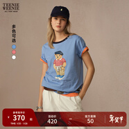 Teenie Weenie【明星同款】小熊女裝T恤夏季情侶撞色印花短袖 淺藍色 S