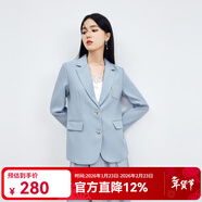 秋水伊人春秋新款藍色西裝外套女裝簡(jiǎn)約氣質(zhì)西裝H型通勤大氣西裝外套女 藍色 S