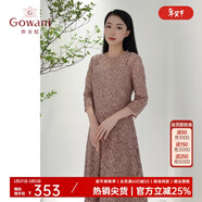 喬萬(wàn)尼春裝女年秋季新款蕾絲高腰修身氣質(zhì)名媛淑女長(cháng)袖連衣裙中長(cháng)款 粉色 L