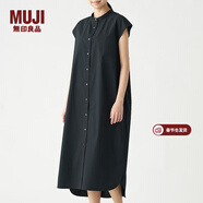 MUJI MUJI 女式 棉混彈力 法國袖連衣裙 BCL14A0S 黑色 M
