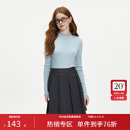 范思藍恩【可機洗】蕾絲花邊修身針織打底衫女秋冬2024新款14088 晴空藍 XS