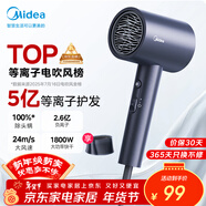 美的（Midea）5億等離子護發(fā)電吹風(fēng) 家用負離子吹風(fēng)筒 1800W大功率快干吹風(fēng)機 FJ308藍 年會(huì )獎品 生日禮物推薦