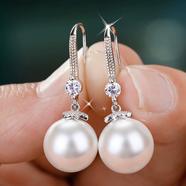 卓麥 珍珠耳環(huán)女S925銀高跟鞋春夏網(wǎng)紅耳墜新款耳鉤耳飾品母親節禮物 貝珠耳鉤-12mm款（D007）