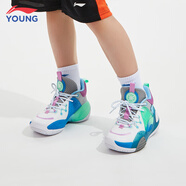 李寧（LI-NING）全城10馭帥16兒童籃球鞋男中大童韋德之道童鞋減震實戰(zhàn)運動鞋女 標(biāo)準(zhǔn)白/新法國藍(lán)（全城9） 38
