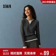 森馬（Semir）森馬毛衣女短款假兩件含羊毛針織衫24冬新款保暖內搭109724107015