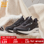 361°運動(dòng)鞋男鞋秋冬季風(fēng)屏加絨保暖棉鞋緩震黑色通勤跑步鞋男 曜石黑/361度白 44