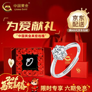 中國黃金（CHINA GOLD）PT950鉑金戒指女白金初遇戒指開(kāi)口可調節指環(huán)生日禮物送女友老婆 初遇鉑金戒指【情人節禮盒】 約2.3g