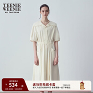 Teenie Weenie小熊女裝簡(jiǎn)約夏裝氣質(zhì)淑女襯衫式連衣裙長(cháng)款裙子白色 乳白色 M