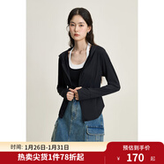 獨束大碼女裝【小涼傘】修身涼感防曬衣女微胖mm夏日百搭清新防曬服 靜謐黑 L (尺碼：2) 拍前和客服確認尺碼