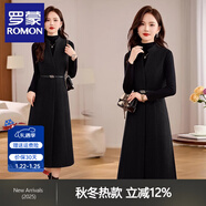 羅蒙（ROMON）高級感毛呢背心套裝連衣裙冬季氣質(zhì)洋氣顯瘦針織打底衫兩件套裙子 黑色 3XL