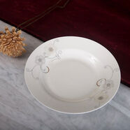 正宗景德鎮中式骨瓷卉單碗語(yǔ)雪蓮高腳飯碗陶瓷盤(pán)碗蝶餐具 雪蓮：8英寸深盤(pán)菜盤(pán)6個(gè) 1件