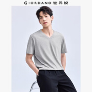 佐丹奴T恤男夏季純棉純色極簡(jiǎn)風(fēng)基礎款親膚V領(lǐng)短袖t恤男01023416