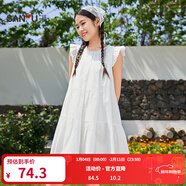 三福無(wú)袖連衣裙2025夏飛飛袖甜美寬松公主裙A字裙子娃娃裙女裝499690 米白色 M