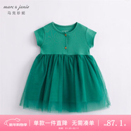 馬克珍妮女童薄款針織網(wǎng)紗連衣裙 寶寶公主裙夏裝新款裙子550866  松石綠【230897】 80 建議身高73-80cm