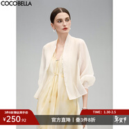 COCOBELLA新中式燈籠袖遮陽(yáng)短外套國風(fēng)襯衫空調衫SC3080-4 象牙白 XL
