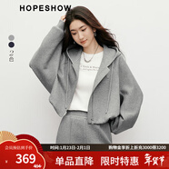 紅袖設計感寬松衛衣外套春秋季新款女裝刺繡蝙蝠袖連帽運動(dòng)休閑上衣 煙灰056 L