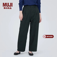 MUJI女式 彈力起毛 抽褶褲 休閑西褲長(cháng)褲子春秋款 BE1P0C3A 深灰色 M (160/66A)