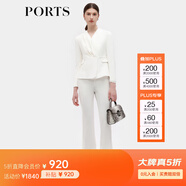 PORTS寶姿春夏款女裝簡(jiǎn)約V領(lǐng)斜襟修身西裝外套ALM8J022NWB011 奶白色 XS (2)