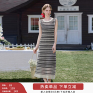 香影流蘇條紋黑色t恤女短袖2025夏裝新款寬松休閑風(fēng)正肩圓領(lǐng)上衣 黑色L85S797  無(wú)袖連衣裙 L 165/88A/110-125斤