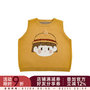 幼悠女童安安小鴨子系列秋季工字背心裙娃娃翻領(lǐng)打底襯衫多件套潮 毛衣背心姜黃色（Q4102） 80cm