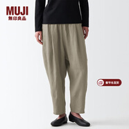 MUJI女式 亞麻 燈籠褲 褲子 長(cháng)褲 休閑褲 蘿卜褲 BEG09C2S 淺灰棕色 S(155/62A)